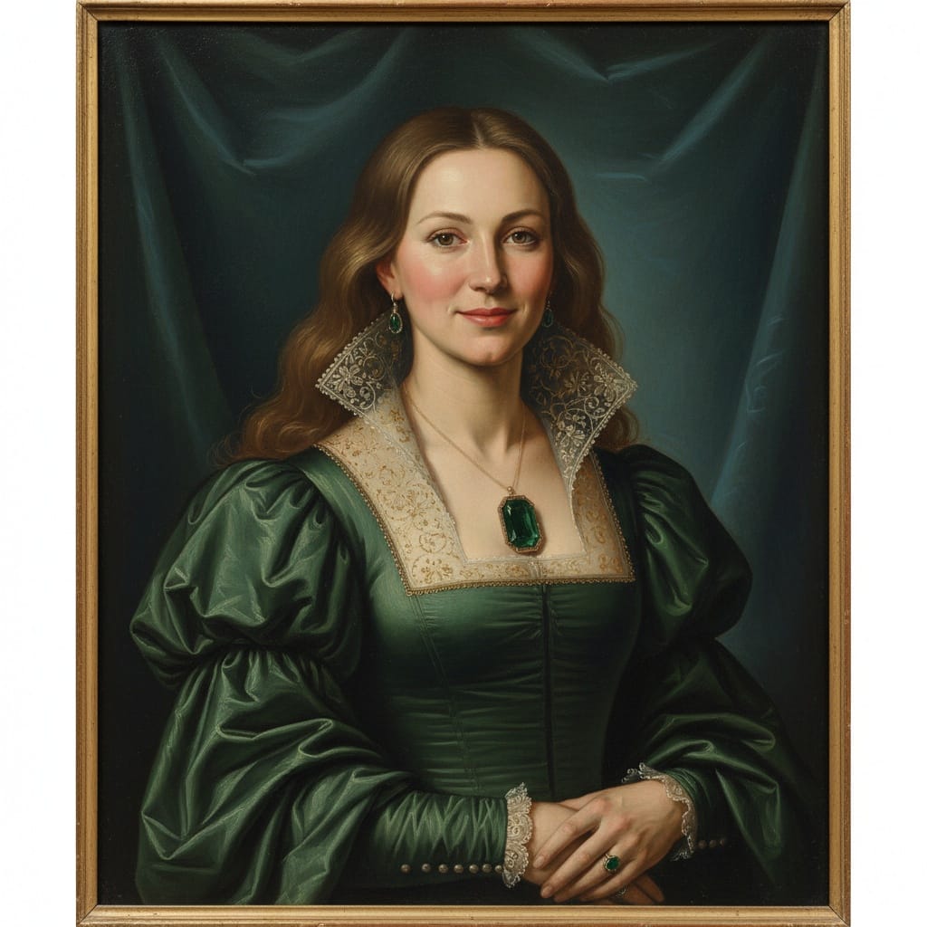 athletic white woman formal frontal noble attire 69009530