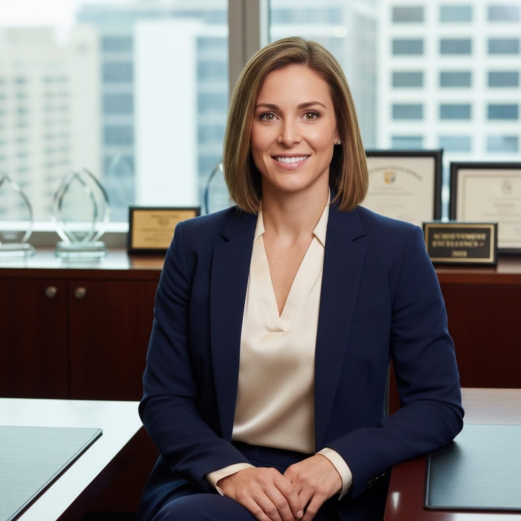 athletic white woman formal portrait office setting 54587354