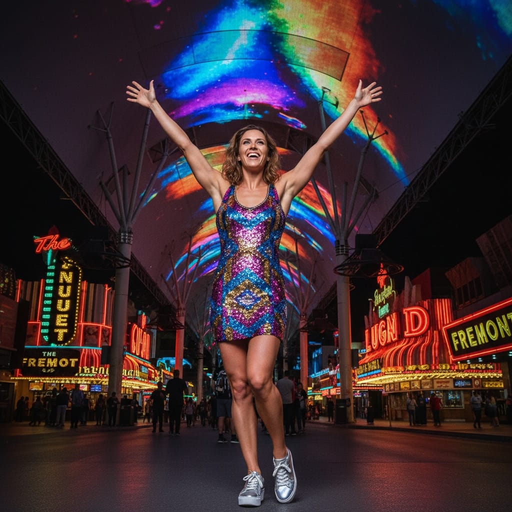 athletic white woman fremont street canopy 22451016
