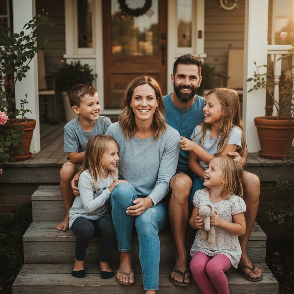 athletic white woman front porch steps 12868500