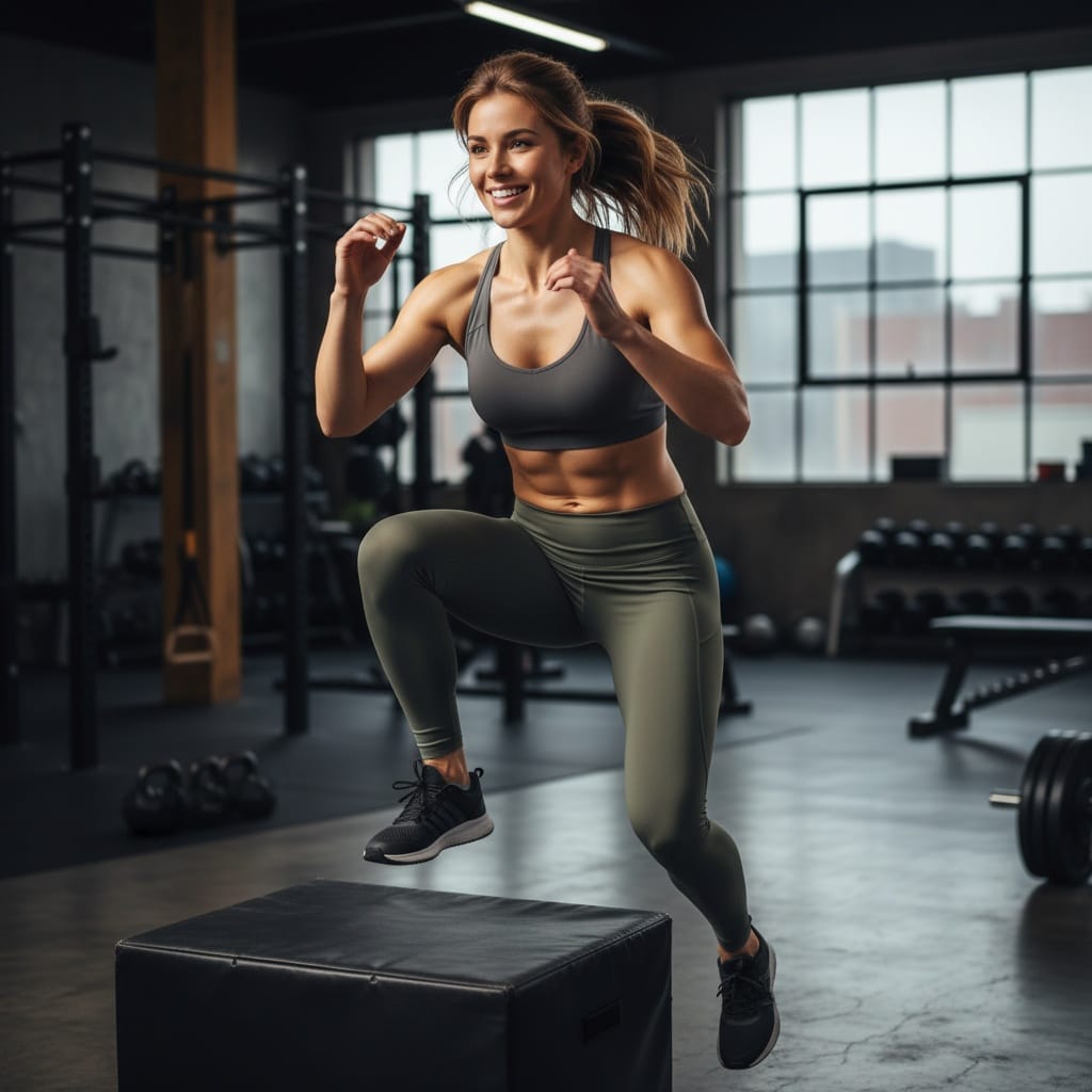 athletic white woman gym action workout shot 71986200