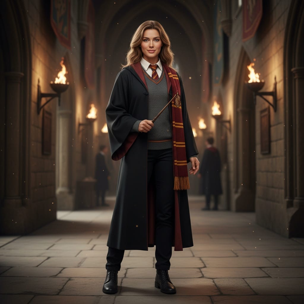 athletic white woman hogwarts student uniform 57114391