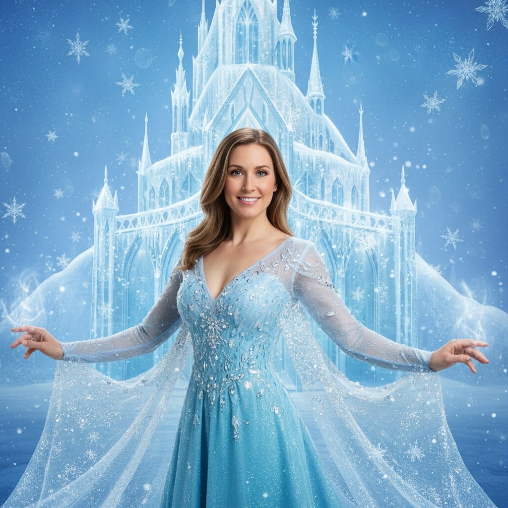 athletic white woman ice palace winter scene 44334731