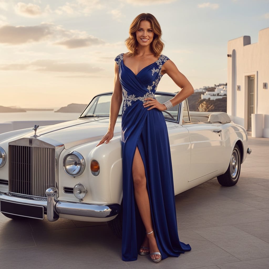 athletic white woman luxury car editorial 38239836
