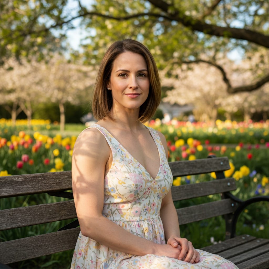 athletic white woman outdoor park bench 33705517