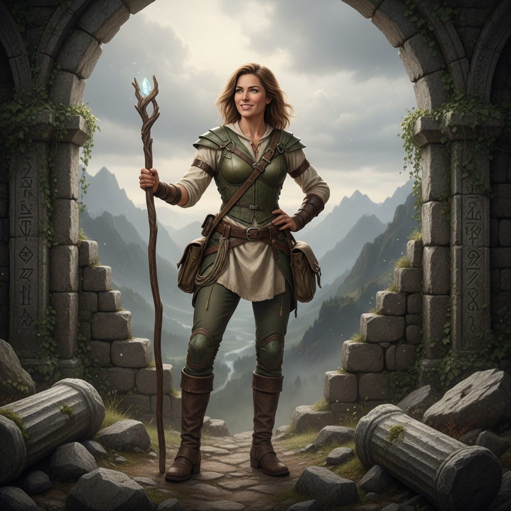 athletic white woman outdoor ruins adventure 33881477
