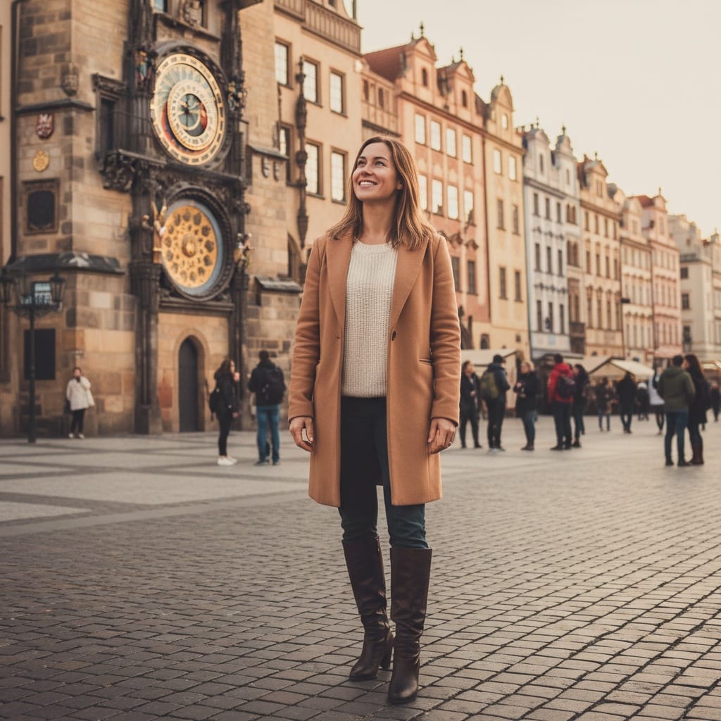 athletic white woman prague old town square 12552668