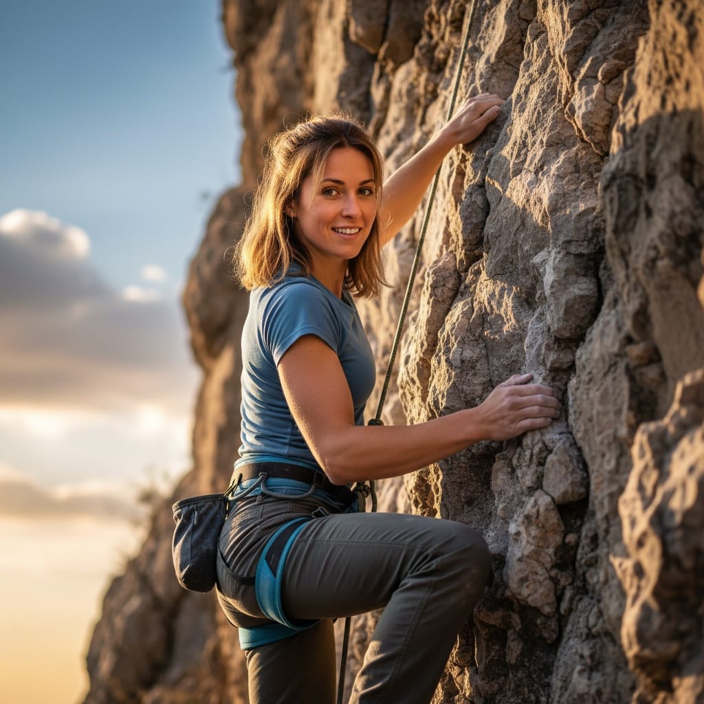 athletic white woman rock climbing action 60396858