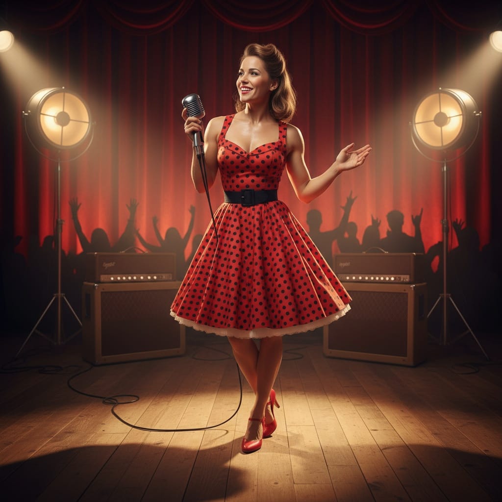 athletic white woman rockabilly stage performance 76952867