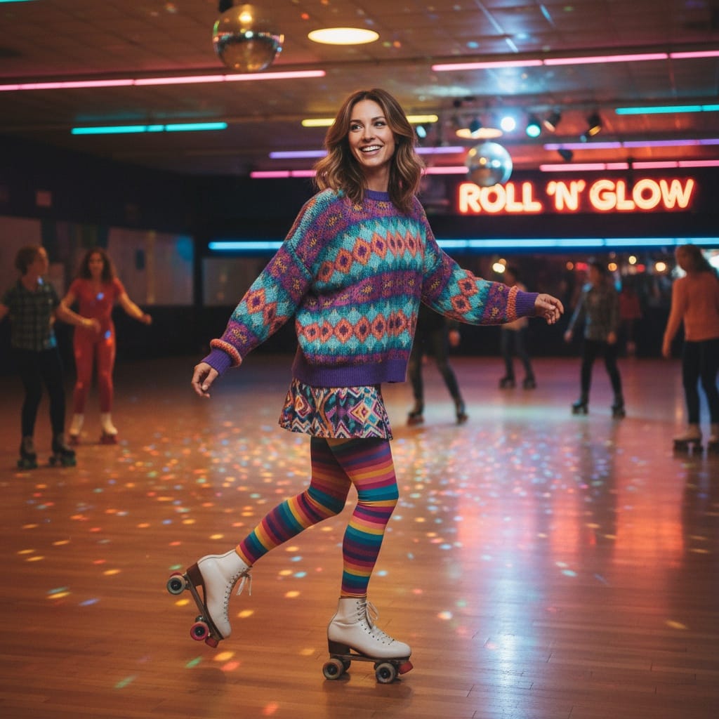 athletic white woman roller rink atmosphere 86277821