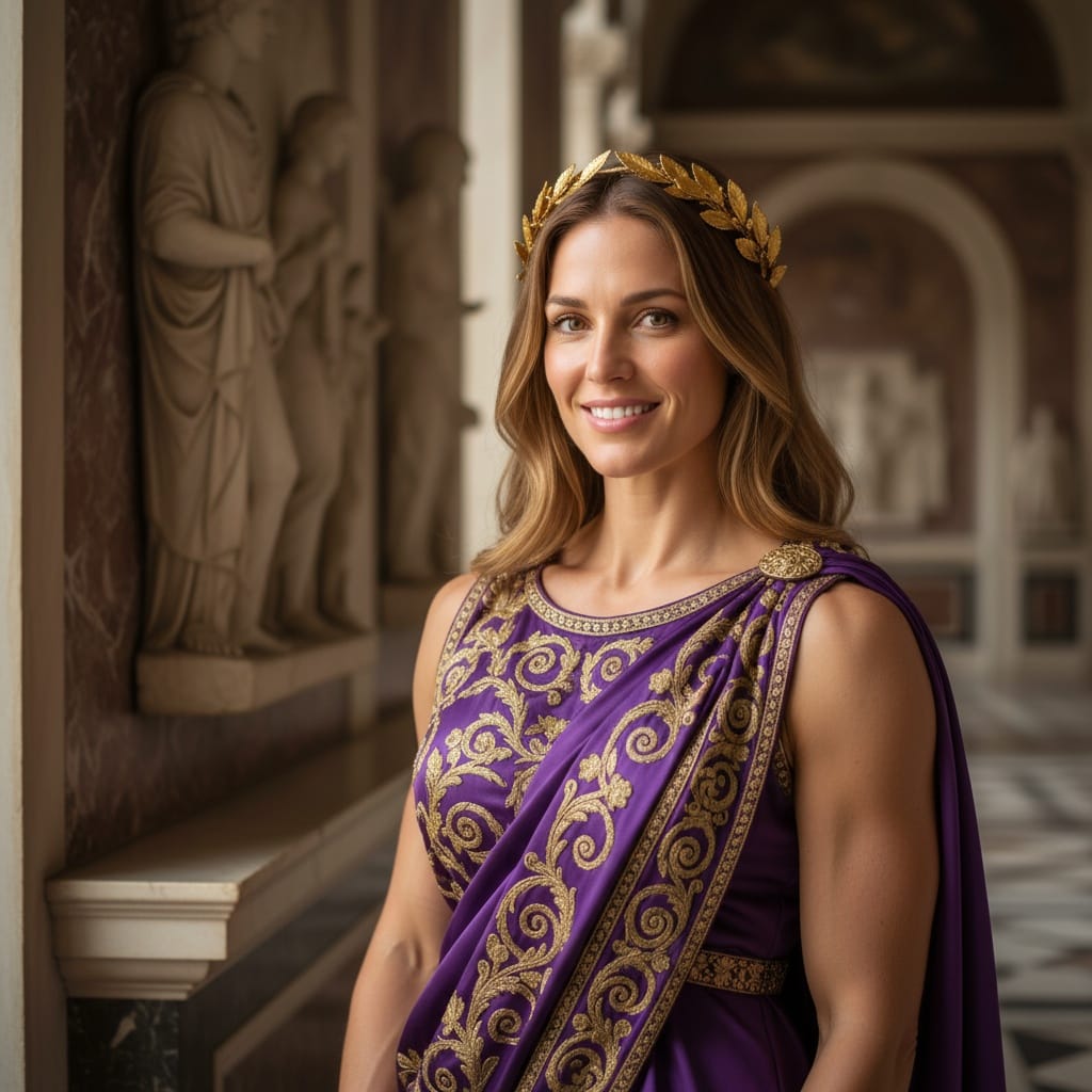 athletic white woman roman emperor laurel crown 45418350