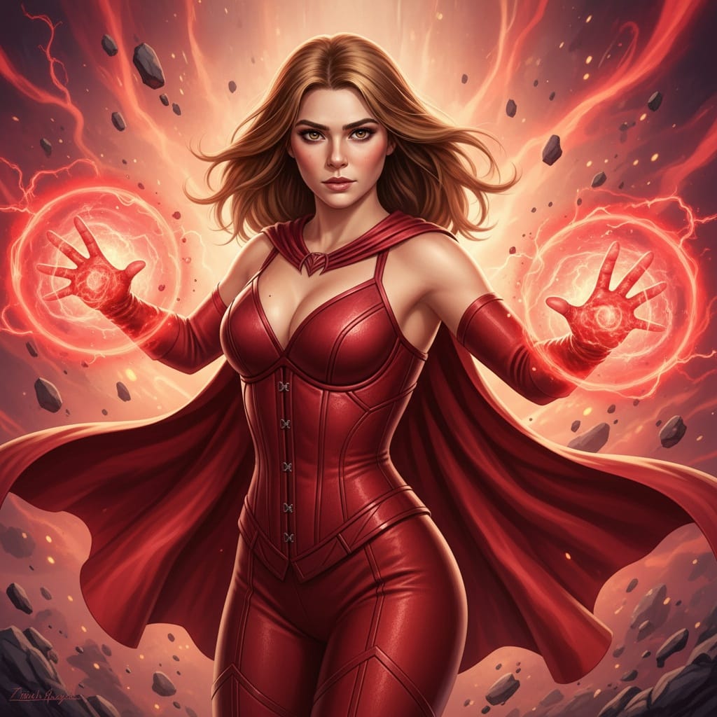 athletic white woman scarlet witch magic powers 82391668