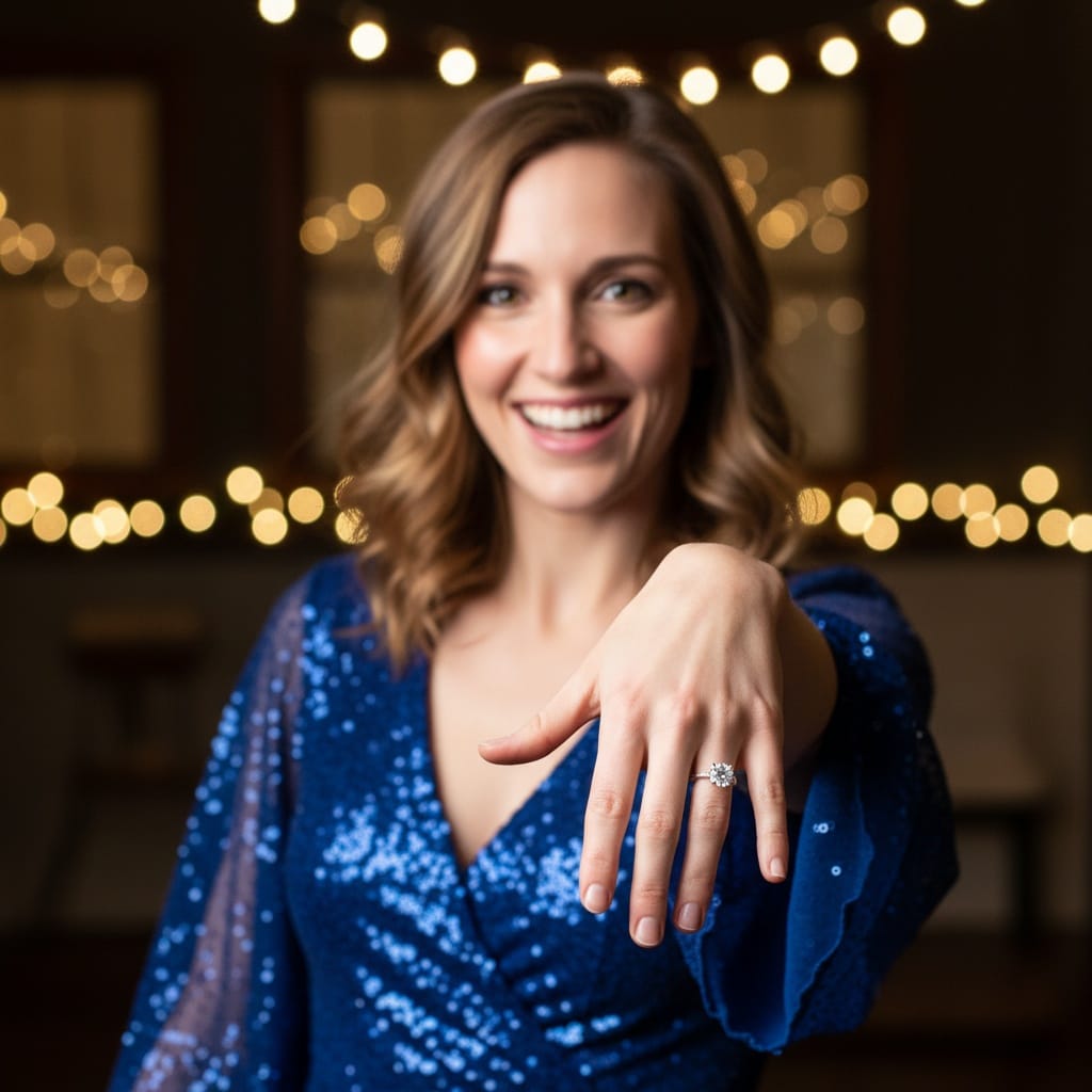 athletic white woman showing engagement ring 31587481