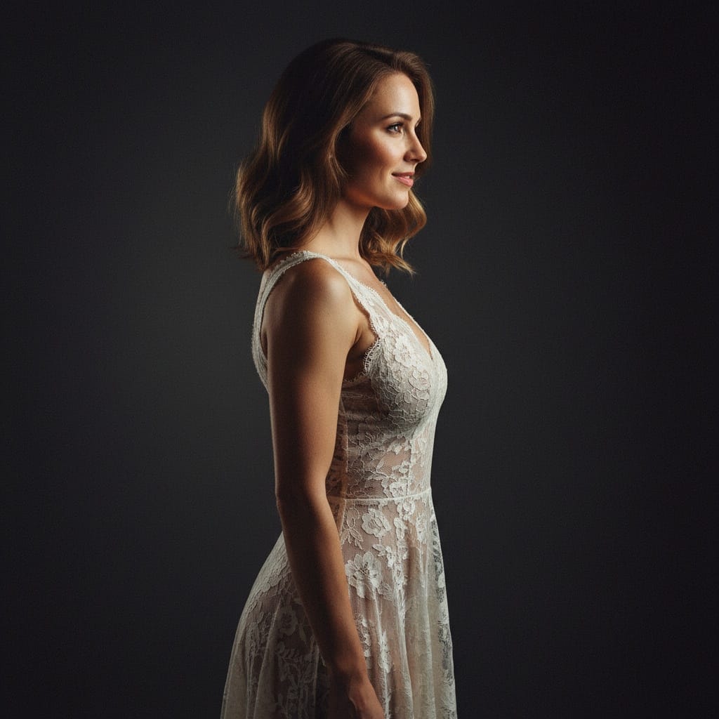 athletic white woman side profile dramatic 86317181