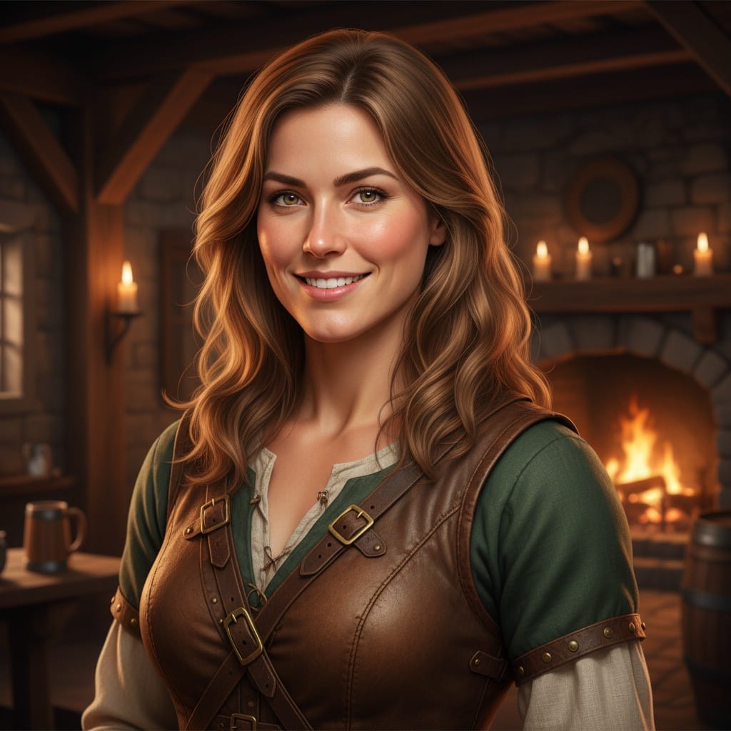 athletic white woman tavern adventurer closeup 22546473