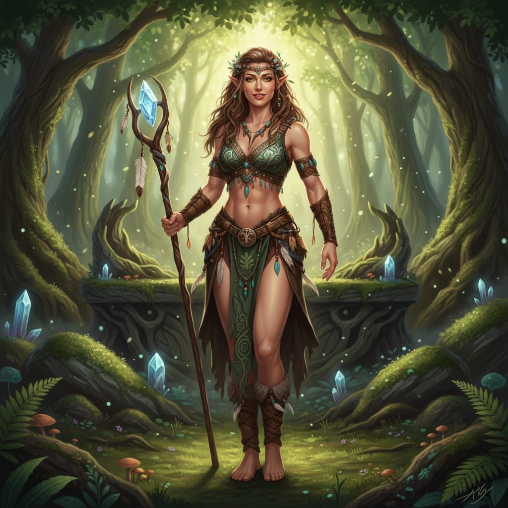 athletic white woman tribal wood elf 85118077