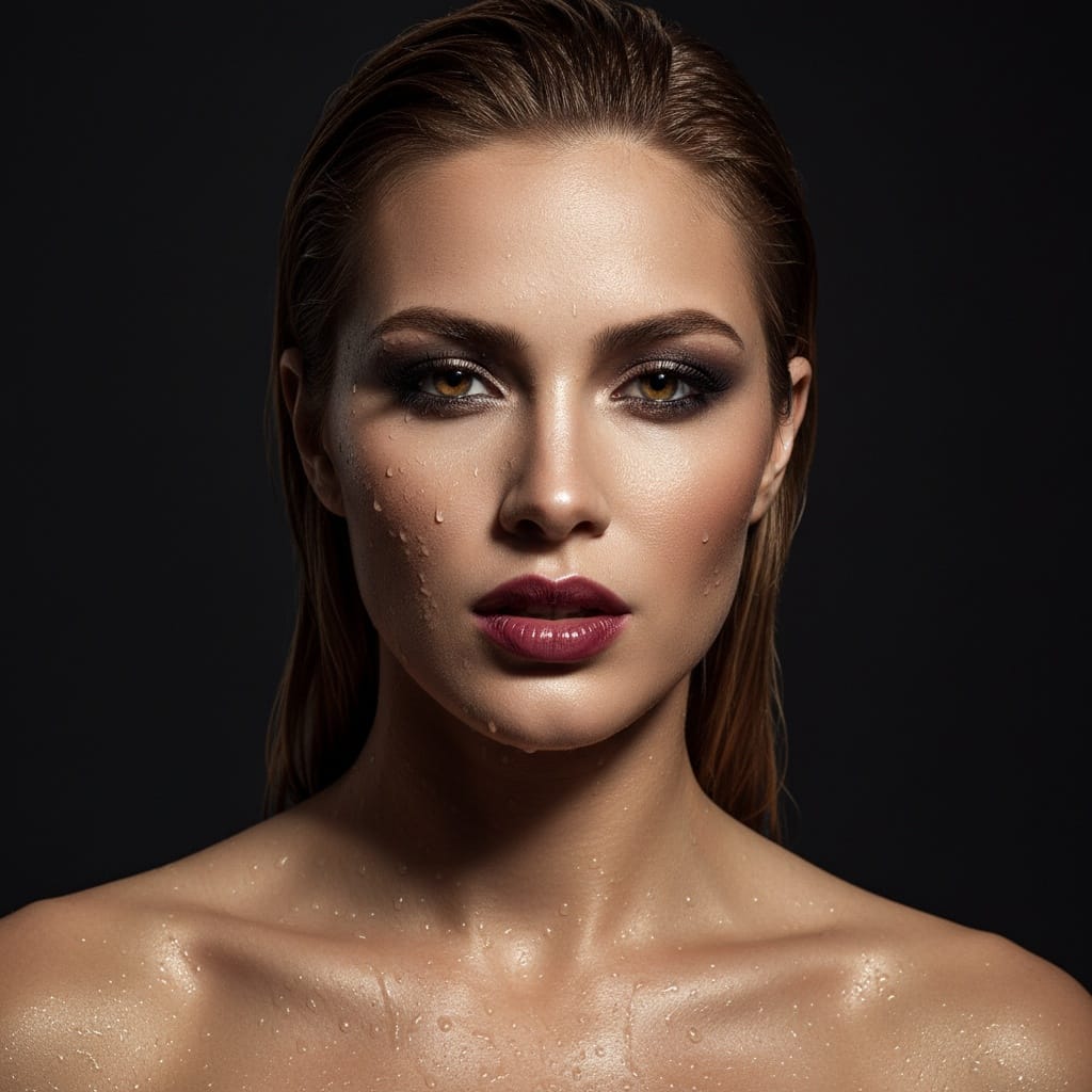 athletic white woman wet hair beauty shot 81699051
