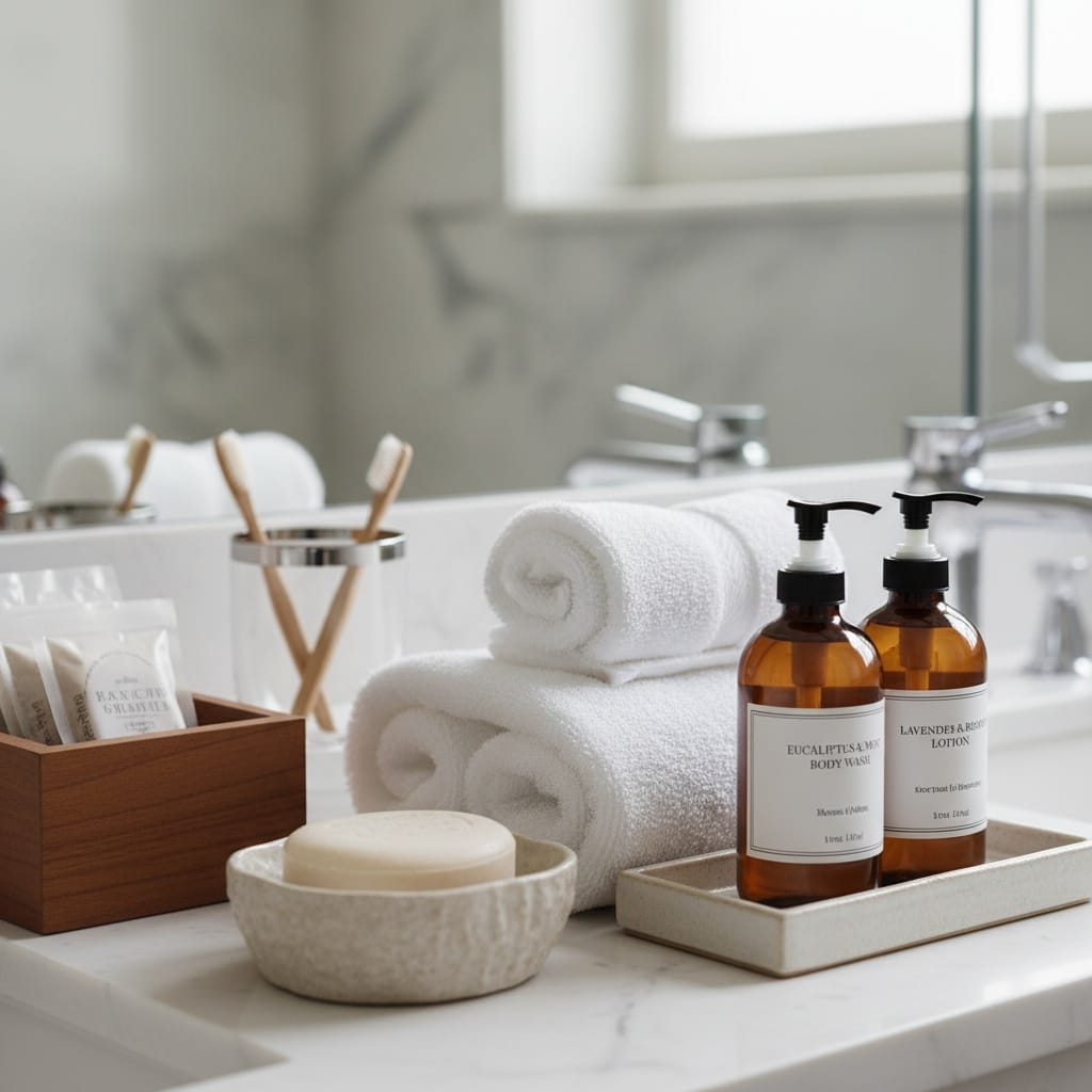 bathroom amenities closeup 14281586