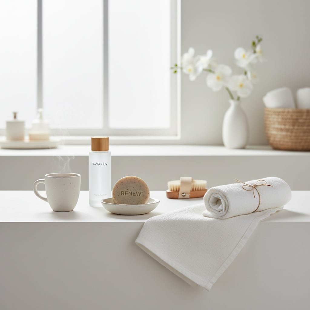 bathroom selfcare routine 86183937