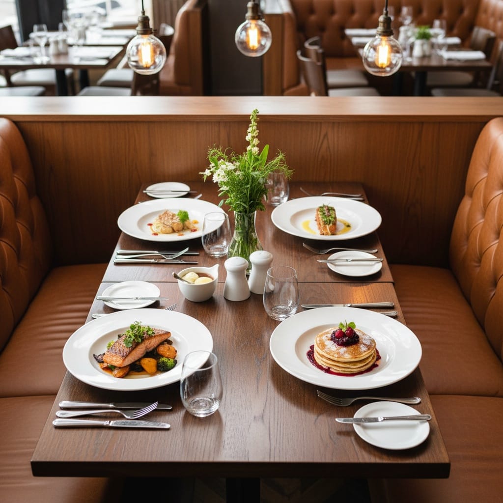booth table setting overhead 75563647