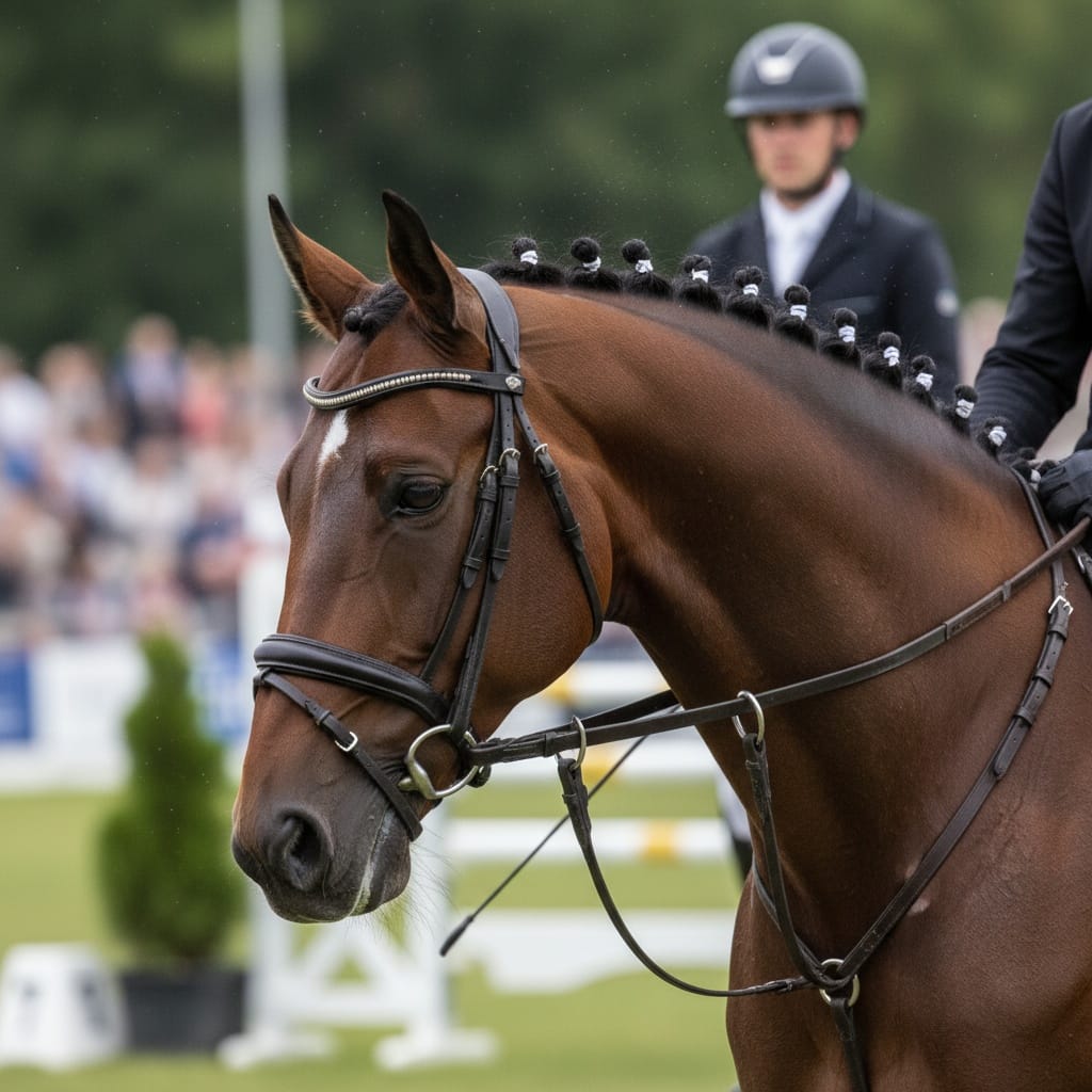 close up horse braided mane 15430744
