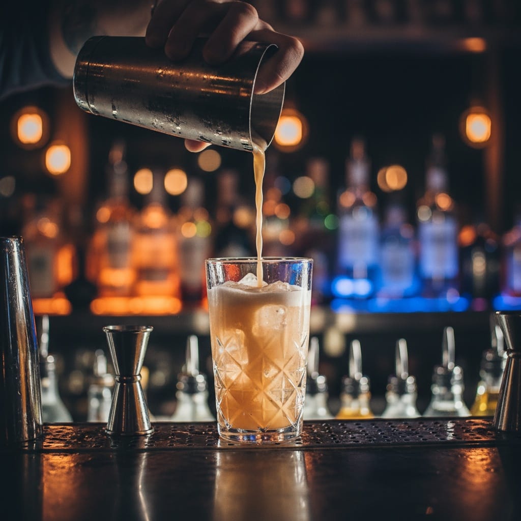 cocktail preparation closeup 91235165