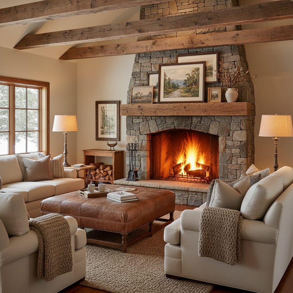 cozy living room fireplace 36480952