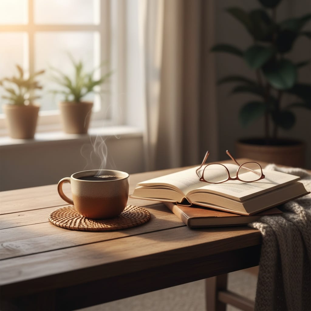 cozy morning coffee table 56690029