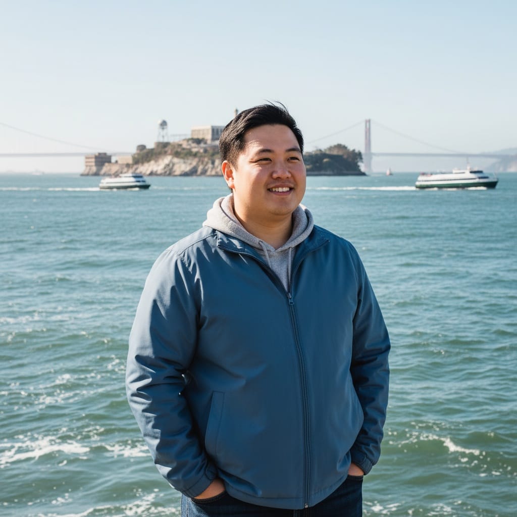 curve asian man alcatraz island view 54262329