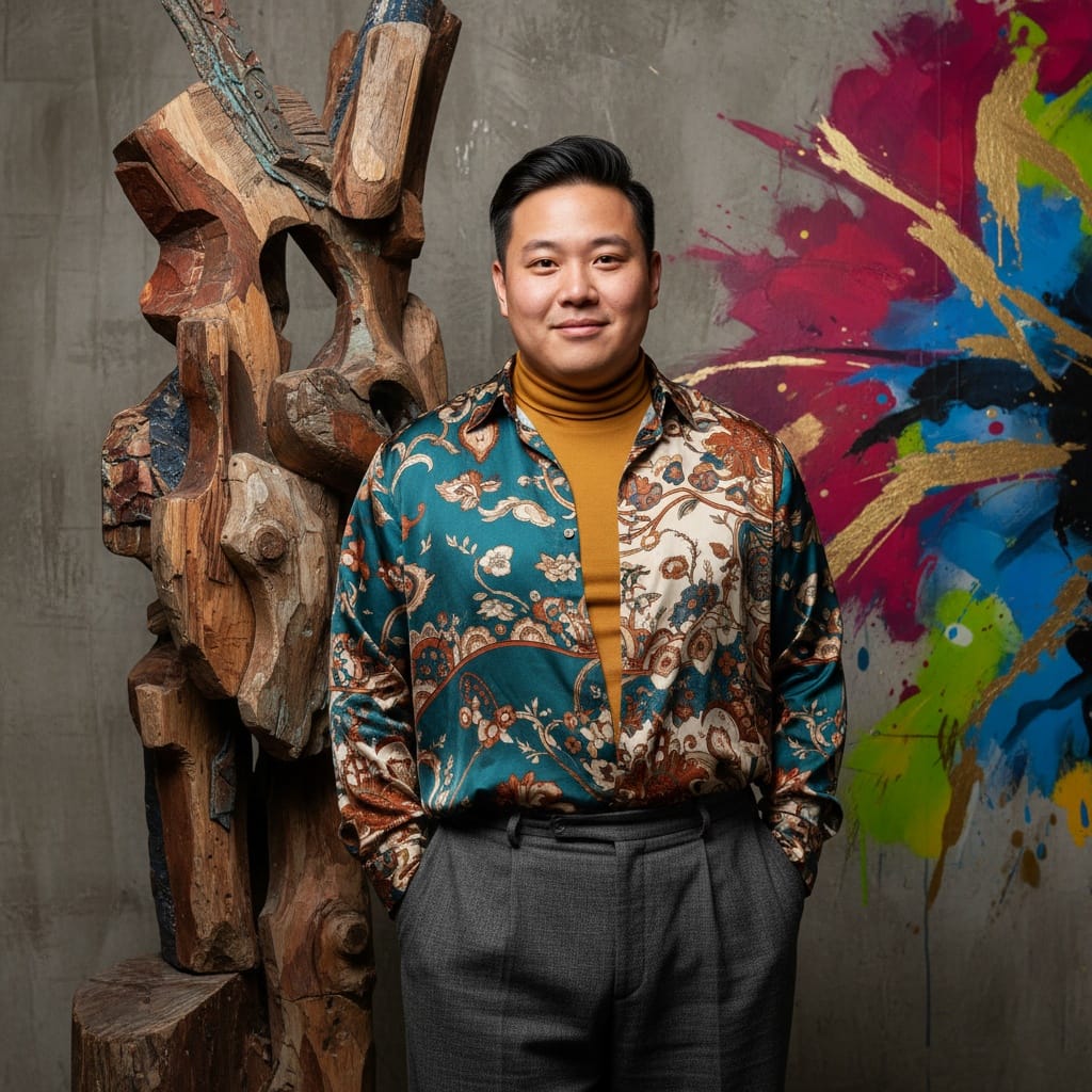 curve asian man artistic creative expression 60214504