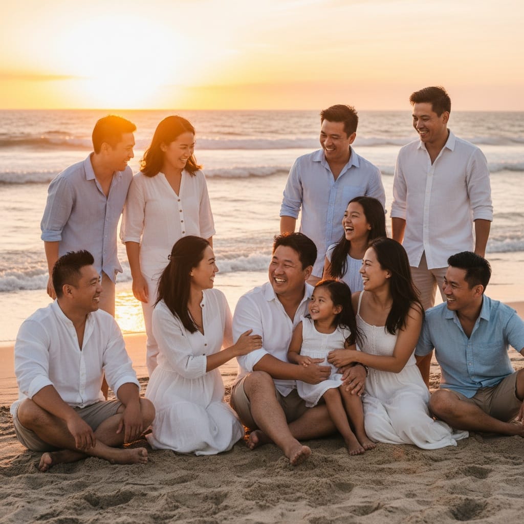 curve asian man beach sunset casual 82590166