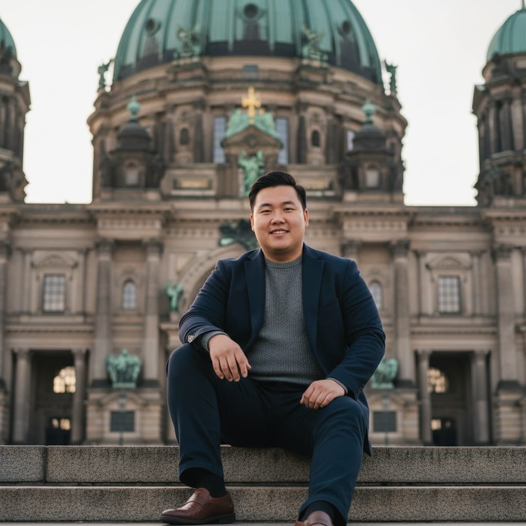 curve asian man berlin cathedral steps 70180307