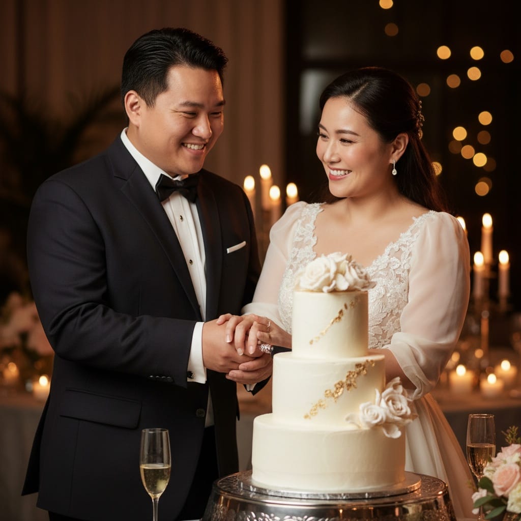 curve asian man cake cutting ceremony 54382321