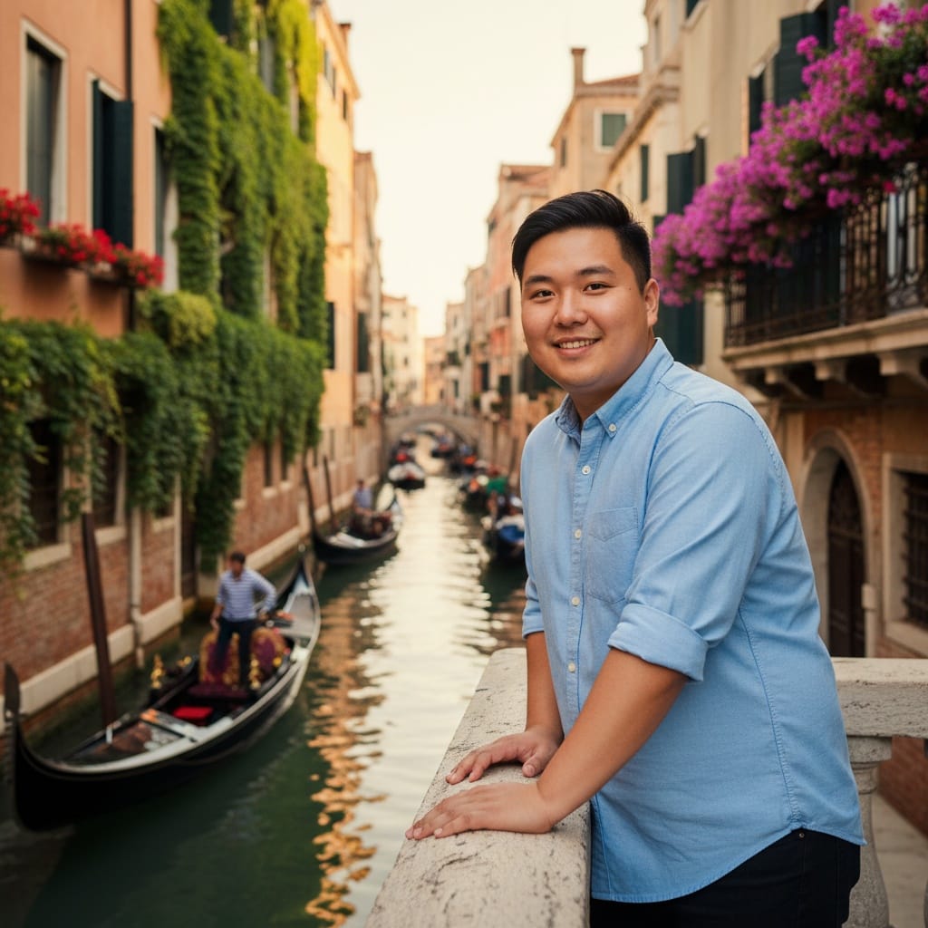 curve asian man canal bridge romantic 37578112