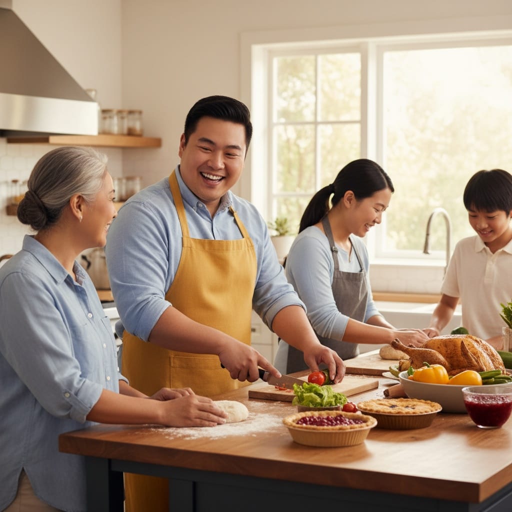 curve asian man candid thanksgiving preparations 38306407