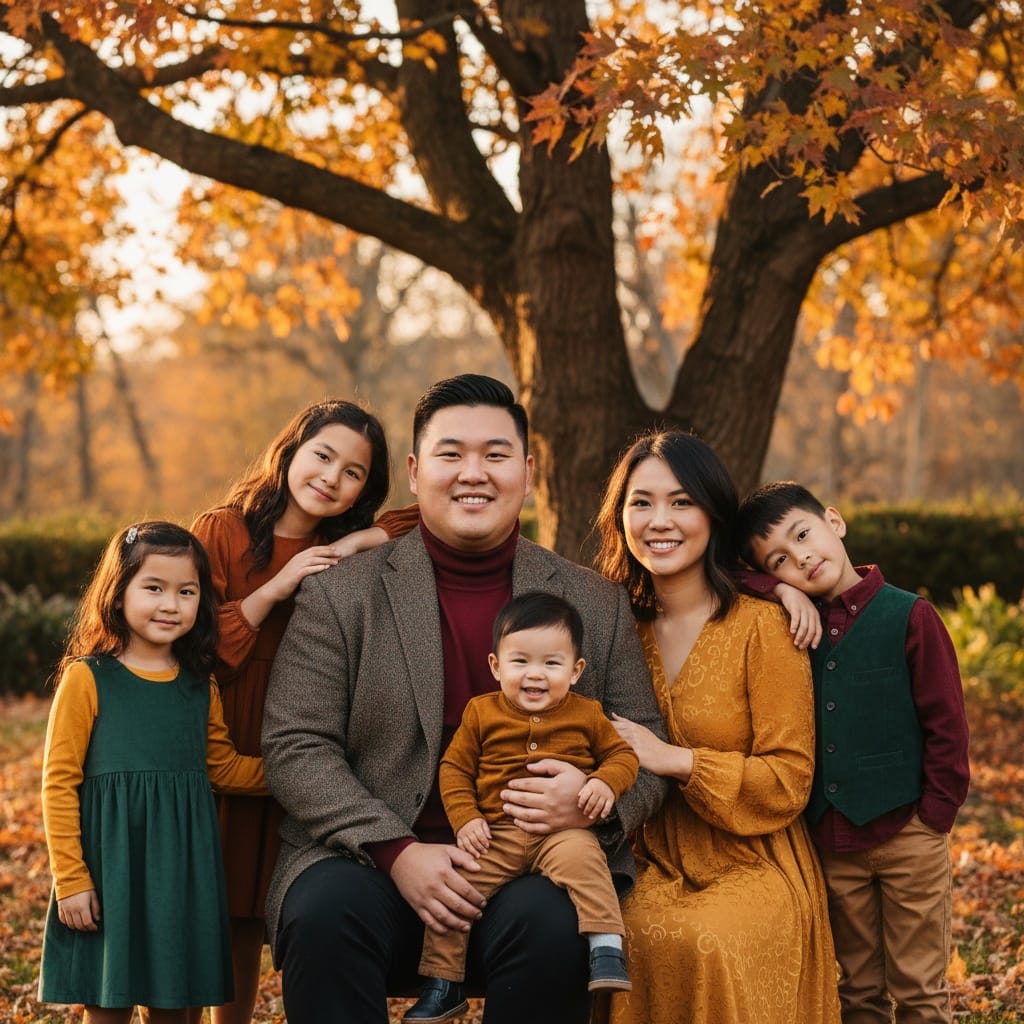 curve asian man formal portrait autumn background 42800580