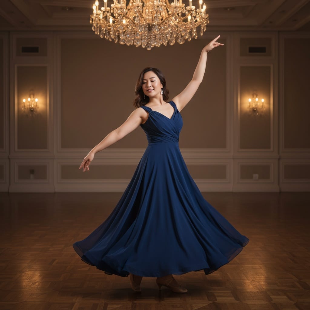 curve asian woman ballroom dancing moment 97434132