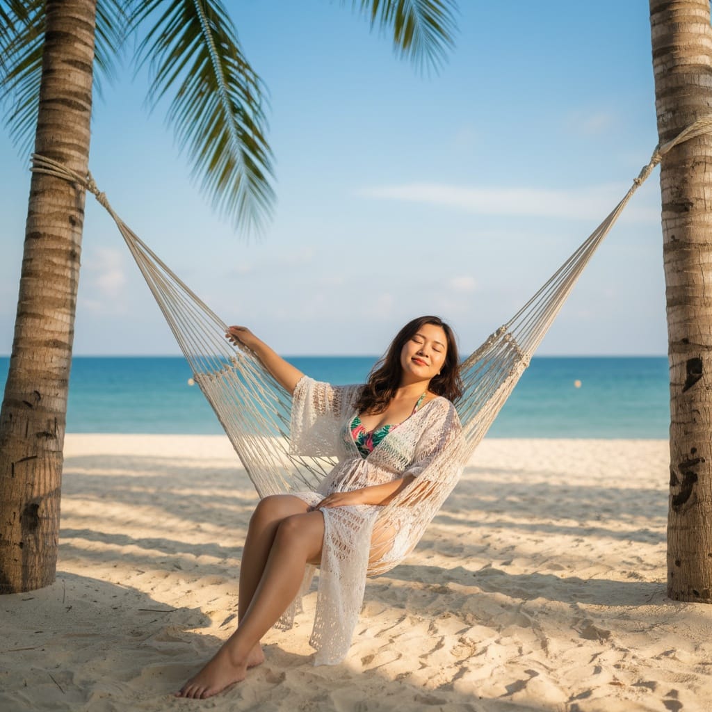 curve asian woman beach hammock nha trang 80859984