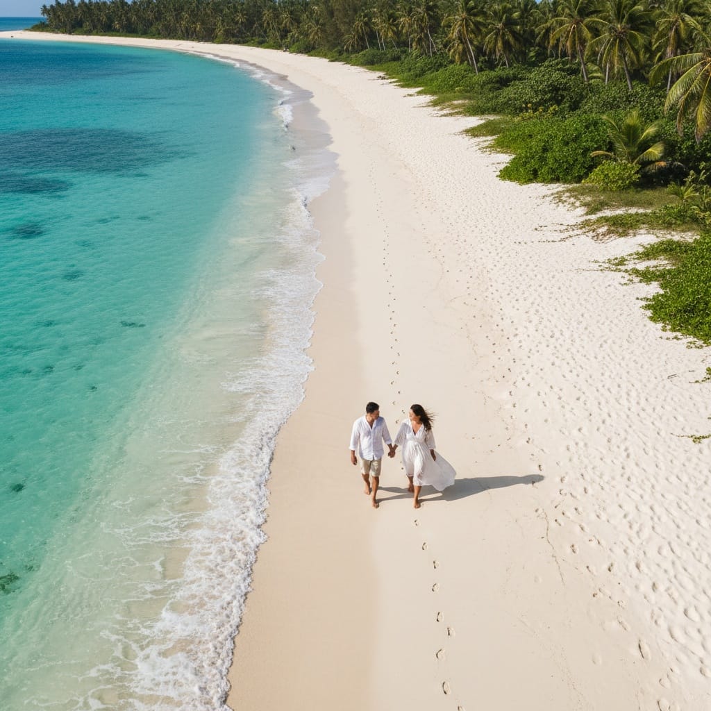 curve asian woman beach walking aerial 44243389