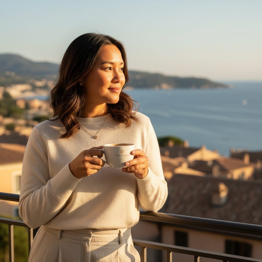 curve asian woman boutique hotel balcony 45511952