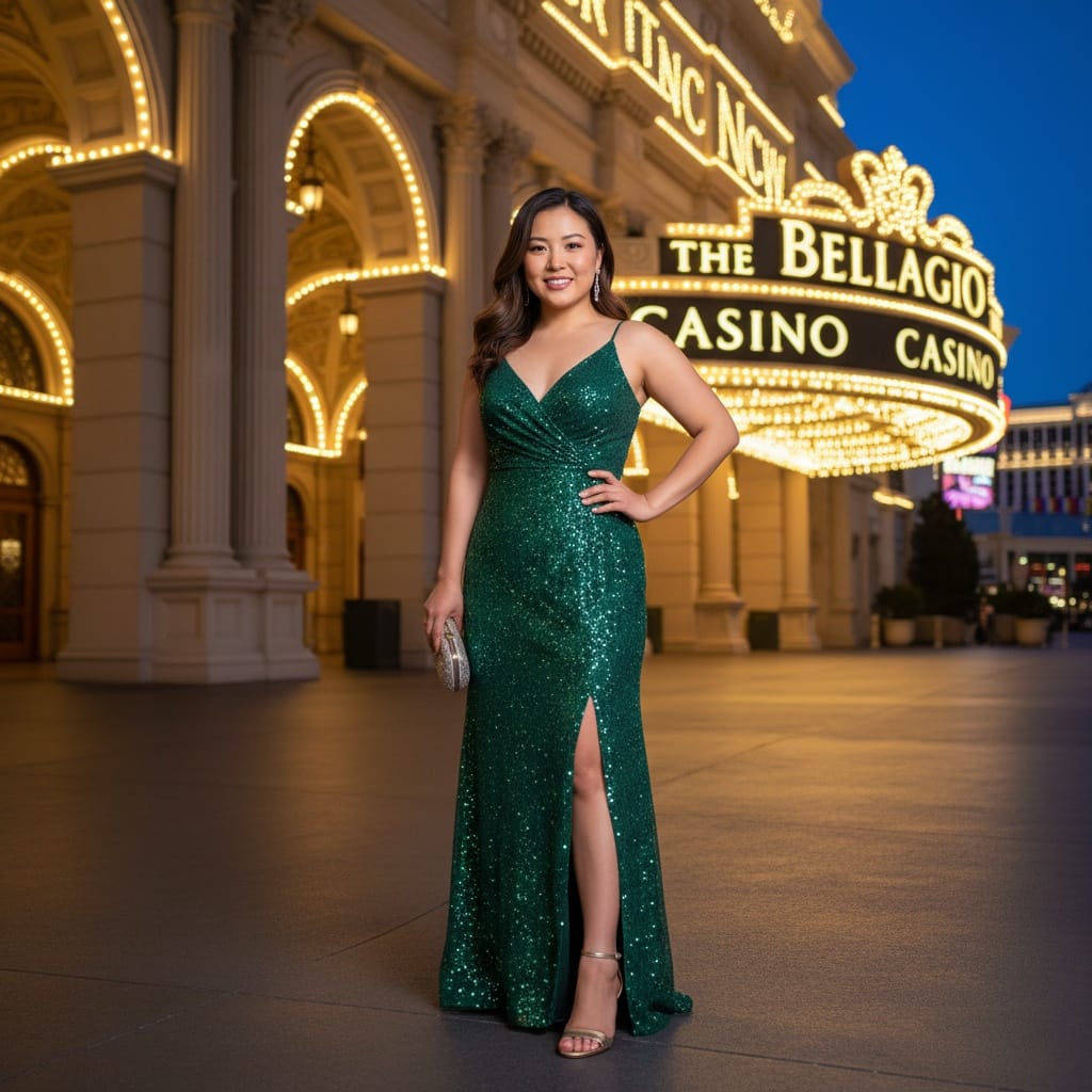 curve asian woman casino entrance full body 54203888