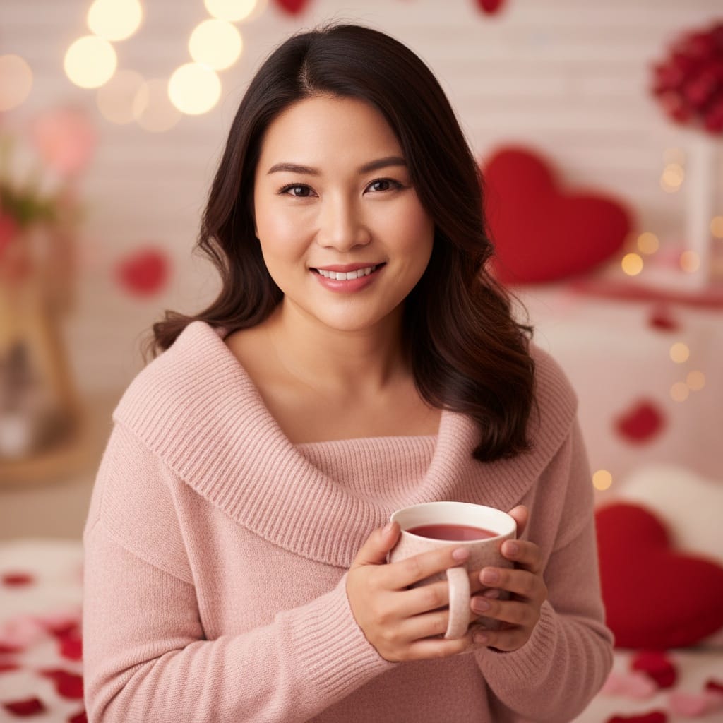 curve asian woman cozy sweater portrait 17103566