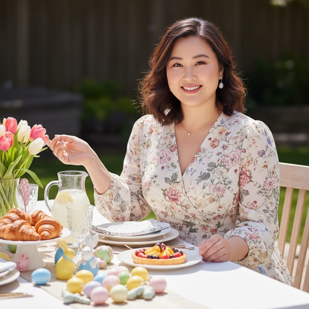 curve asian woman easter brunch lifestyle scene 21498285