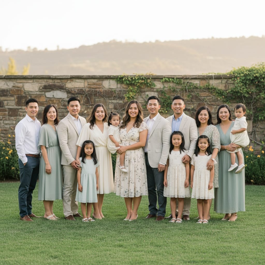 curve asian woman formal family tree lineup 24374101