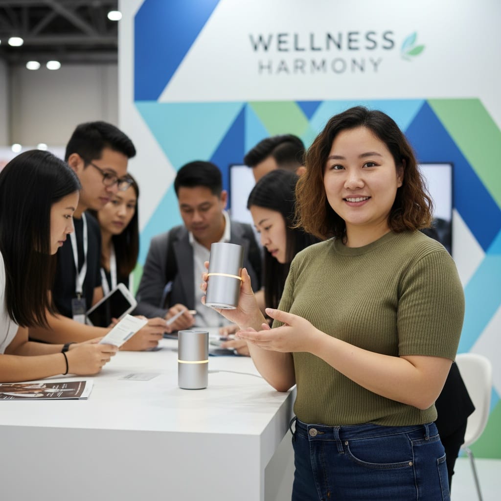 curve asian woman hands on demo booth 94245248