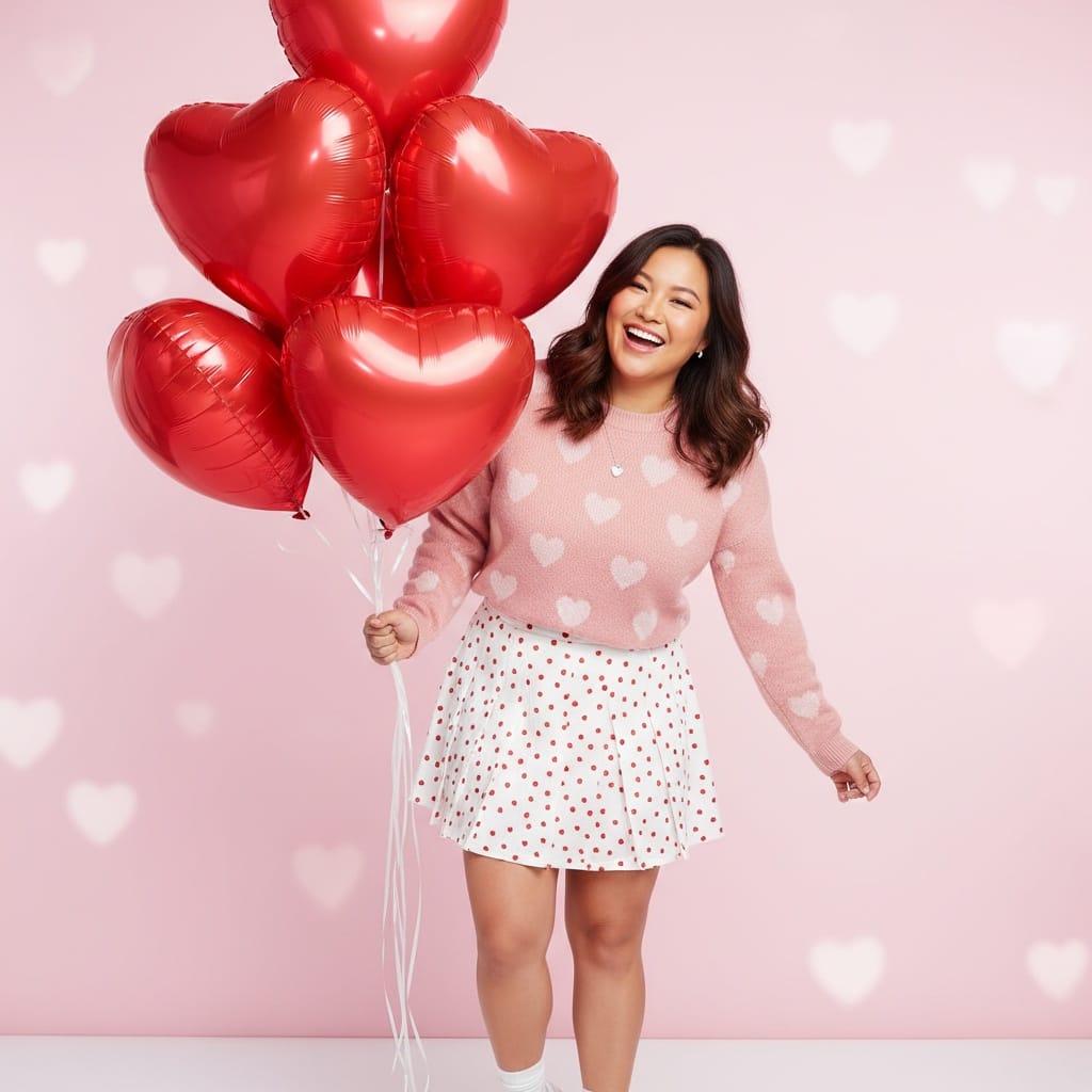 curve asian woman heart shaped balloon 88138418