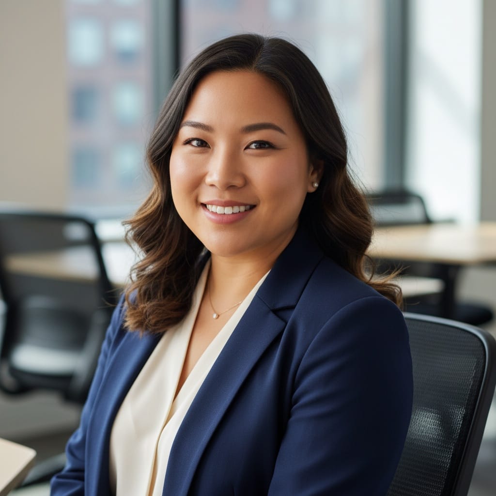 curve asian woman modern office blur 64597606