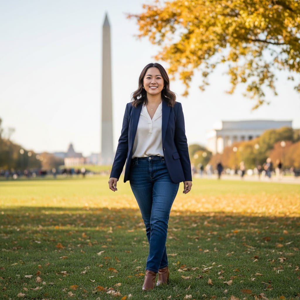 curve asian woman national mall walking 50671862