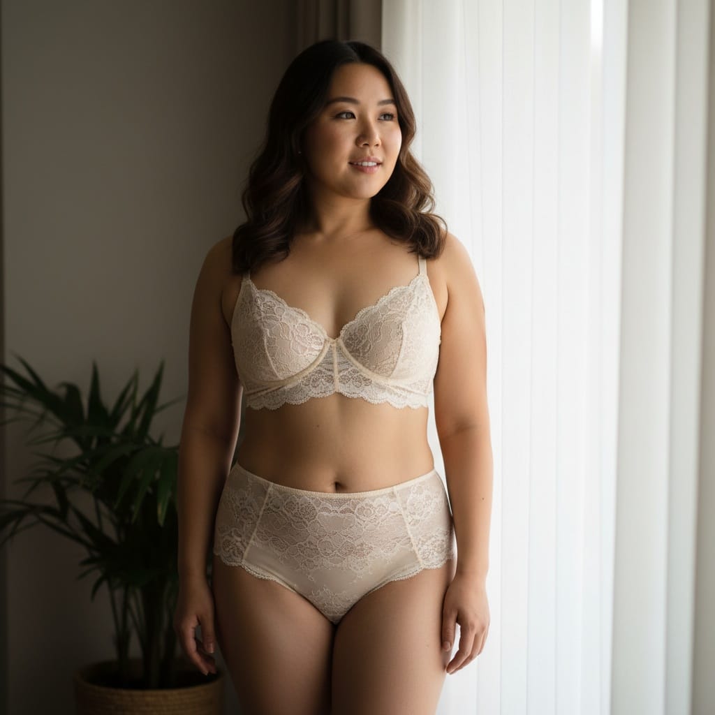 curve asian woman natural light window portrait 14322608
