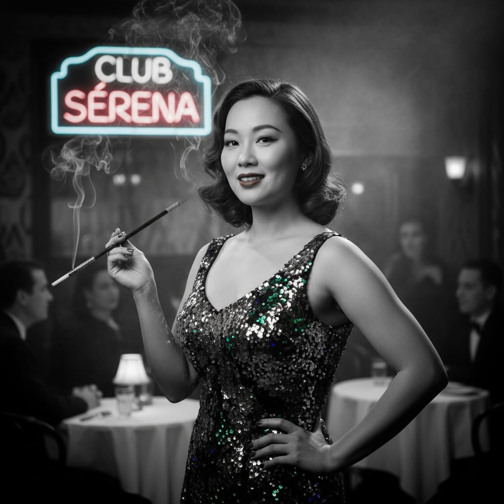 curve asian woman noir nightclub scene 42370325